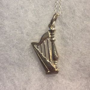 925 SS Harp Charm Necklace w/18” Chain NWT
